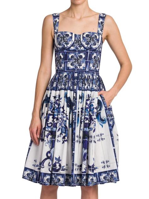 dolce gabbana fit and flare dress|Shop DOLCE&GABBANA Blu Mediterraneo Sleeveless Floral Fit .